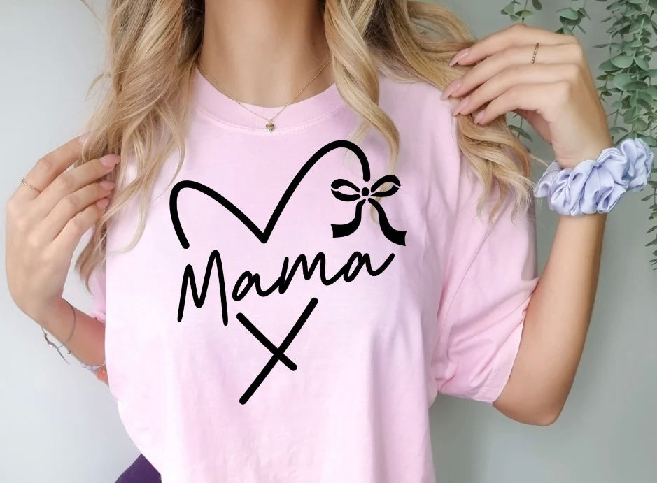 Mama Heart Bow (Screen Print Transfer)