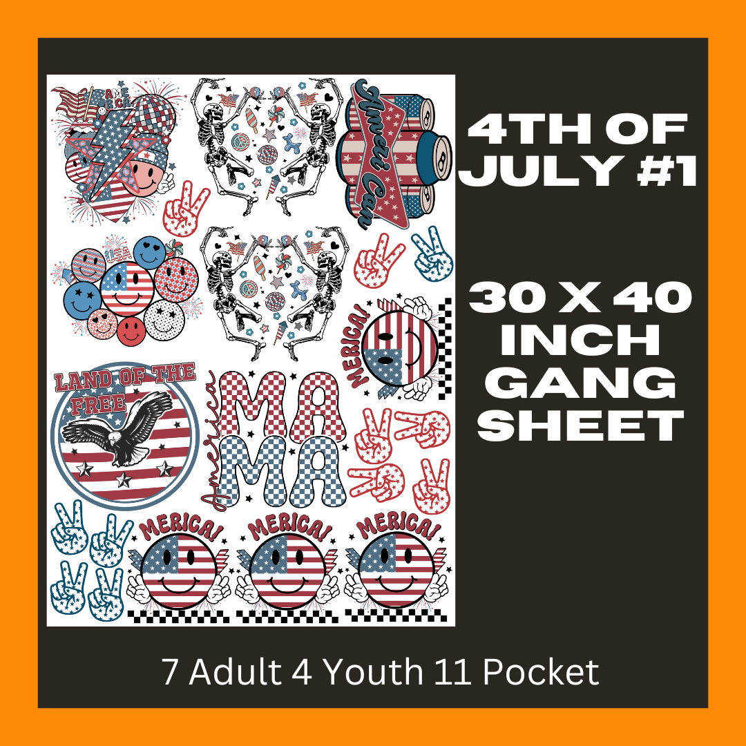 4th Of July- 30x40- Pre Made Gang Sheet
