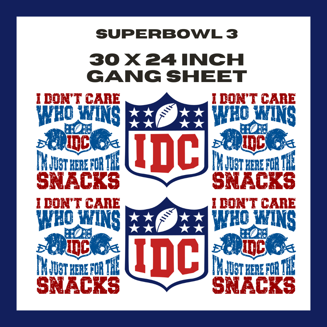 Superbowl 3 - 30 X 24 - Pre Made Gang Sheet