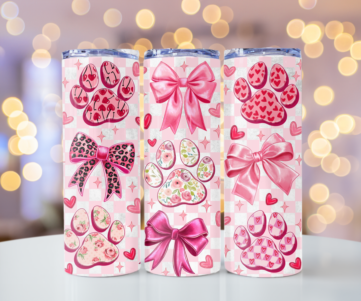 Dog Paws And Bows (20 OZ Sublimation Wrap)