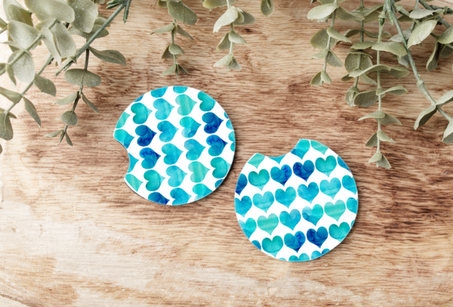 Blue Hearts Car Coaster (SUB TRANSFER)