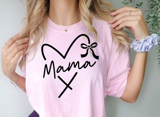 Mama Heart Bow (Screen Print Transfer)