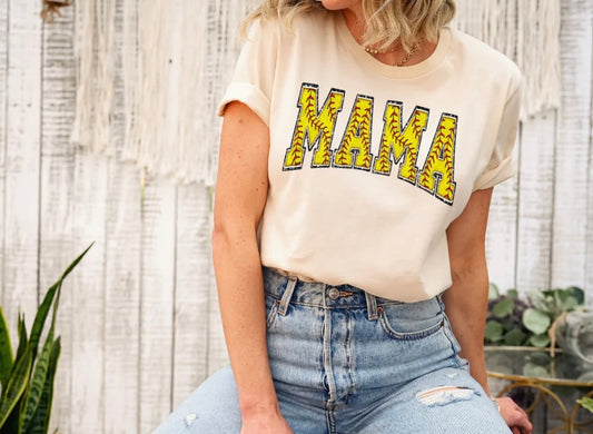 Mama Softball (Screen Print Transfer) (Full Color)
