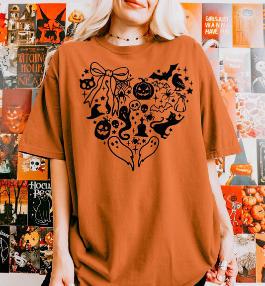 Heart Halloween Bows (Screen Print Transfer) (Youth)