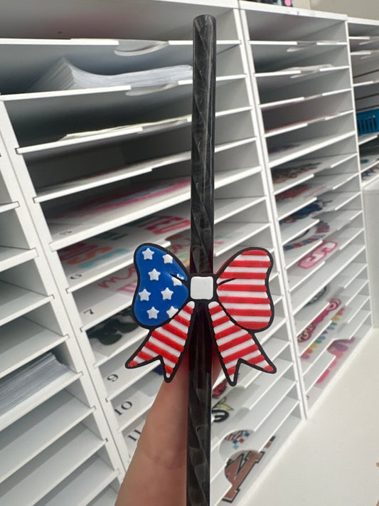 Flag Bow 3D Straw Topper (Standard Size)