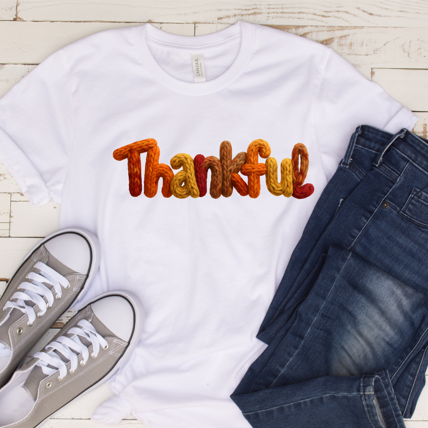 Faux Yarn Thankful (DTF Transfer)