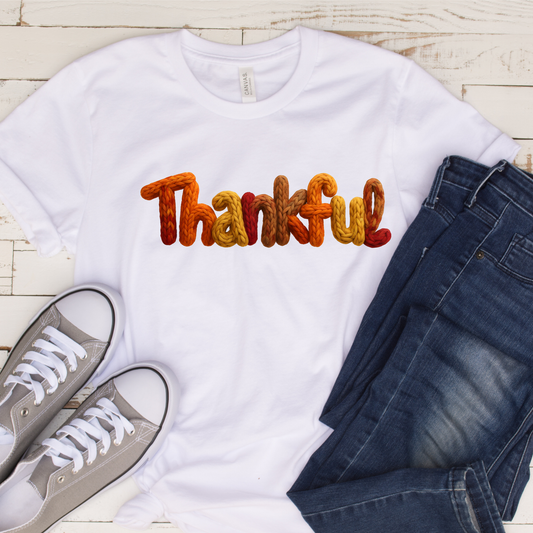 Faux Yarn Thankful (DTF Transfer)