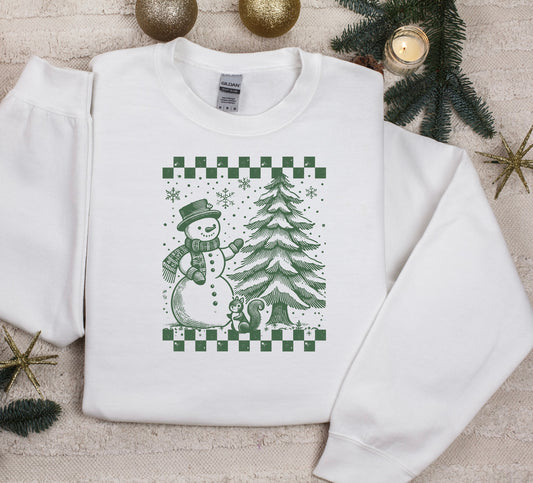 Checkered Snowman (Screen Print Transfer)
