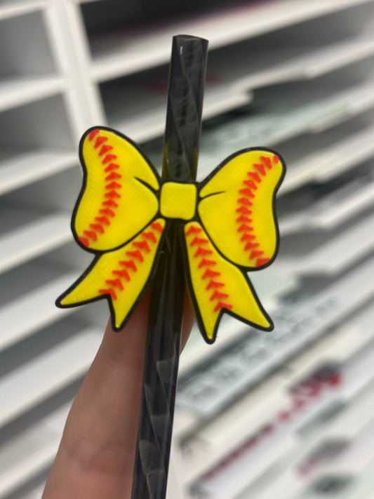Softball 3D Straw Topper (Standard Size)