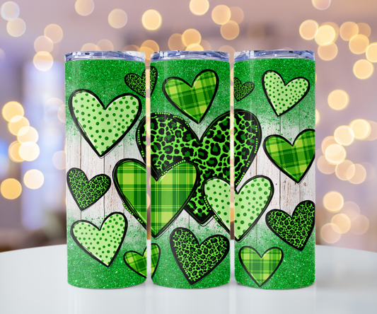 St Patrick's Day Hearts (20 OZ Sublimation Wrap)