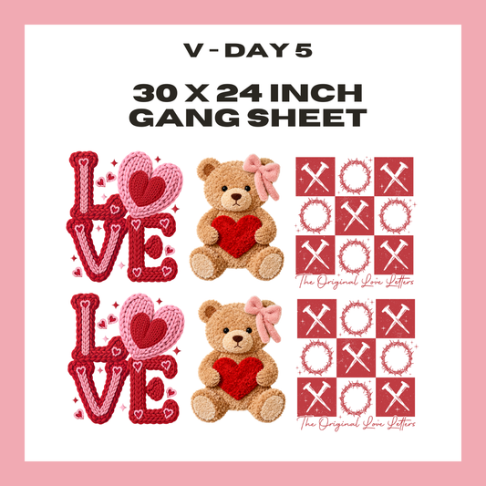 V-Day 5  - 30 X 24 - Pre Made Gang Sheet
