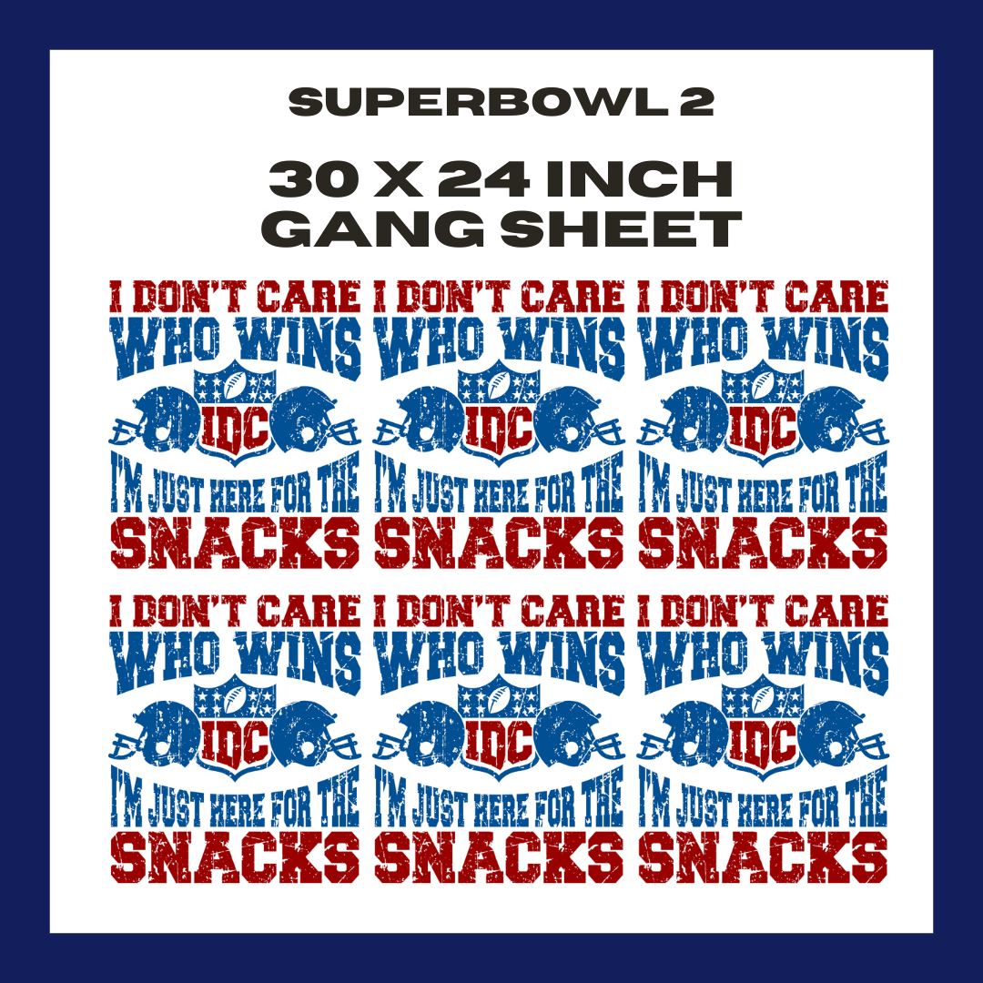 Superbowl 2  - 30 X 24 - Pre Made Gang Sheet