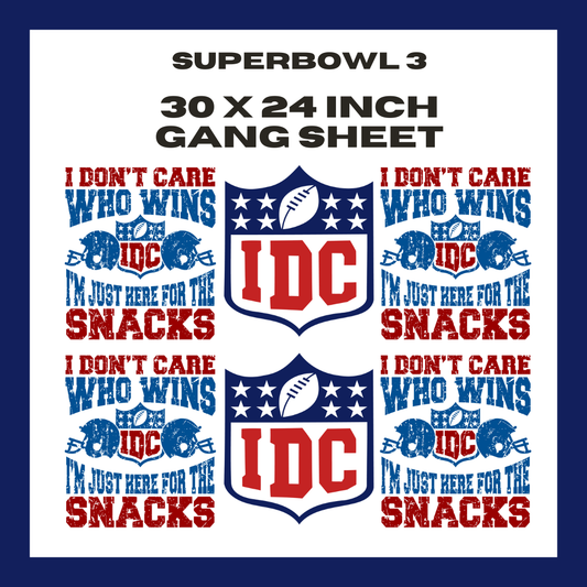 Superbowl 3 - 30 X 24 - Pre Made Gang Sheet