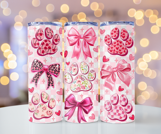 Dog Paws And Bows (20 OZ Sublimation Wrap)