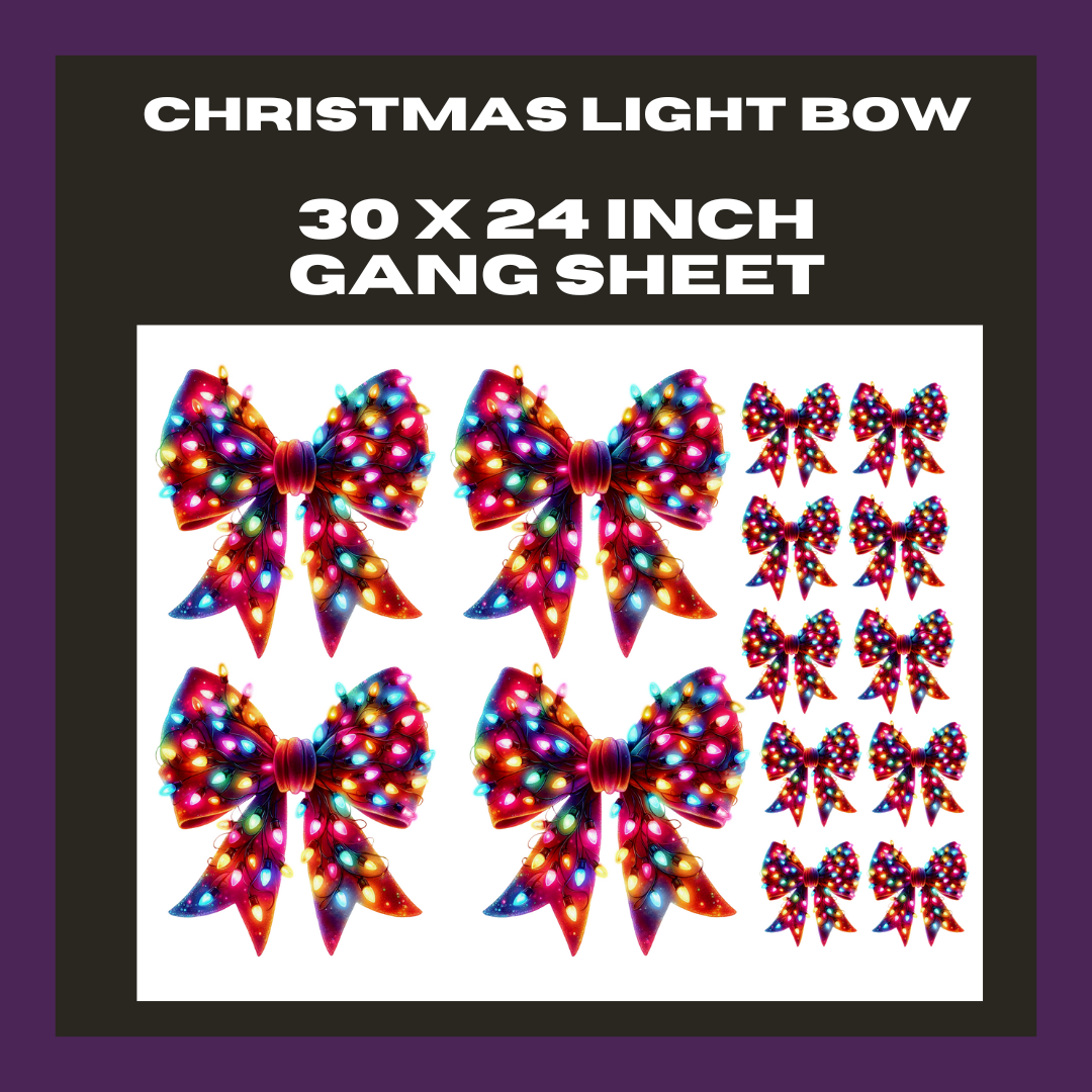 Christmas Light Bow - 30X24 - Pre Made Gang Sheet