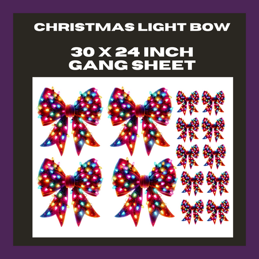 Christmas Light Bow - 30X24 - Pre Made Gang Sheet