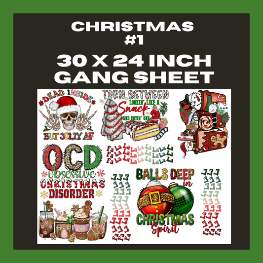 Christmas #1 - 30X24 - Pre Made Gang Sheet